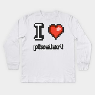 I Love Pixel Art Kids Long Sleeve T-Shirt